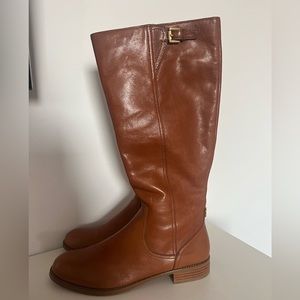 Coach cognac tall boots with box